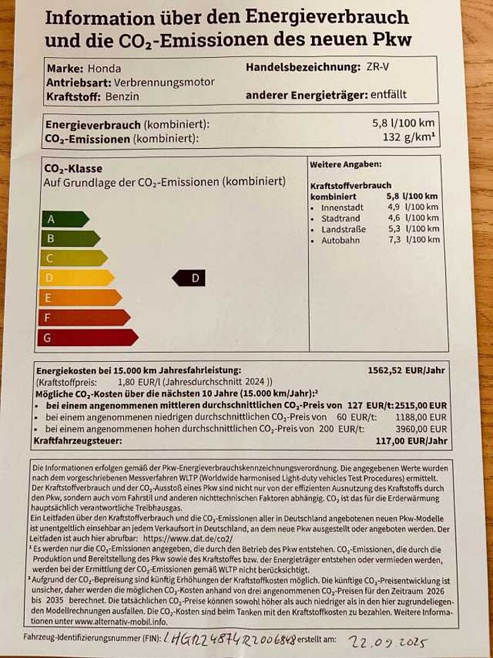 Honda ZR-V Hybrid e: HEV 2.0 i-MMD Advance